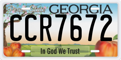 GA license plate CCR7672