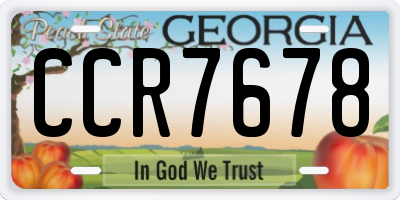 GA license plate CCR7678