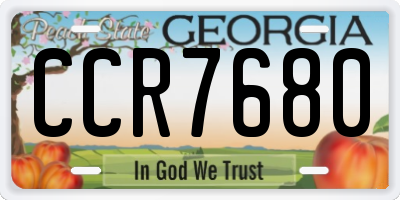 GA license plate CCR7680
