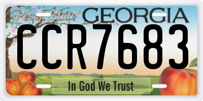 GA license plate CCR7683