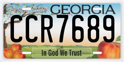 GA license plate CCR7689