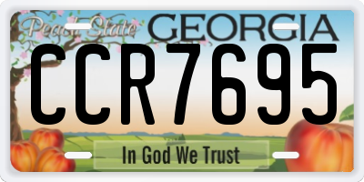 GA license plate CCR7695