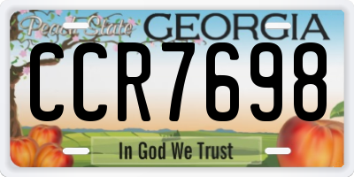 GA license plate CCR7698