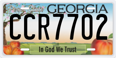GA license plate CCR7702
