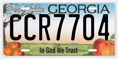 GA license plate CCR7704