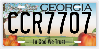 GA license plate CCR7707