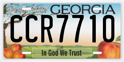 GA license plate CCR7710
