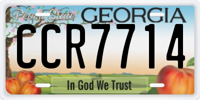 GA license plate CCR7714