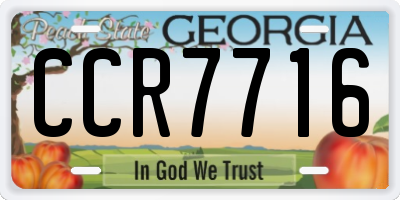 GA license plate CCR7716