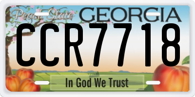 GA license plate CCR7718