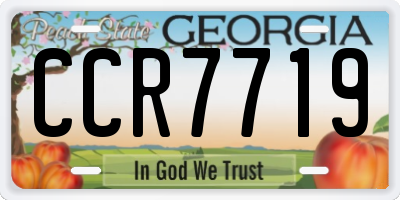 GA license plate CCR7719