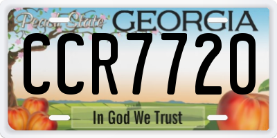 GA license plate CCR7720