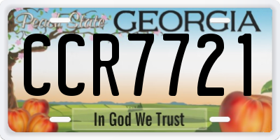 GA license plate CCR7721