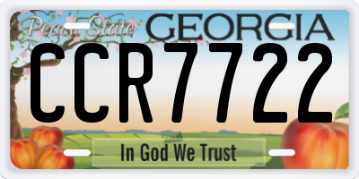 GA license plate CCR7722