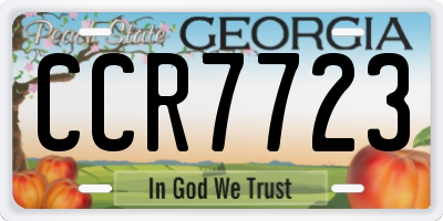 GA license plate CCR7723