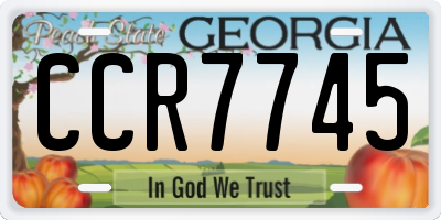 GA license plate CCR7745