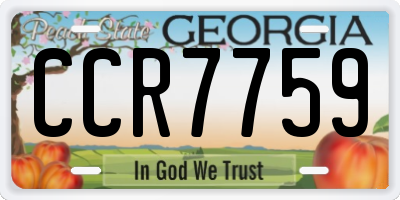 GA license plate CCR7759
