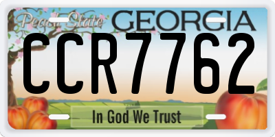 GA license plate CCR7762