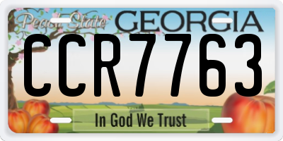 GA license plate CCR7763