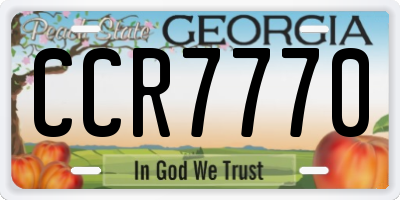 GA license plate CCR7770