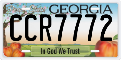 GA license plate CCR7772