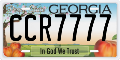 GA license plate CCR7777