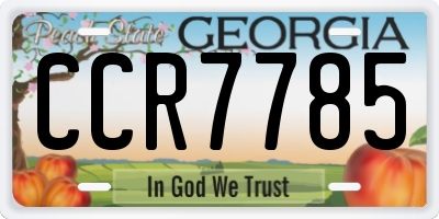 GA license plate CCR7785