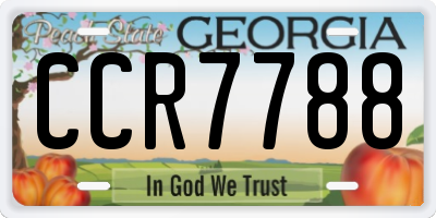GA license plate CCR7788