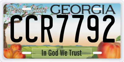 GA license plate CCR7792