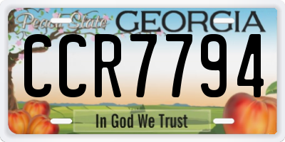 GA license plate CCR7794
