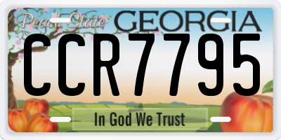 GA license plate CCR7795
