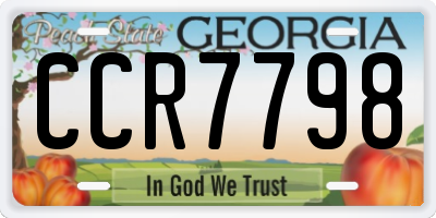 GA license plate CCR7798