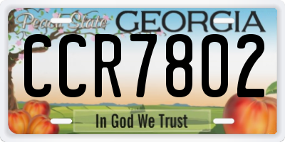 GA license plate CCR7802