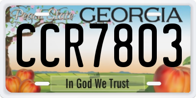 GA license plate CCR7803