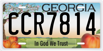 GA license plate CCR7814