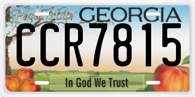 GA license plate CCR7815