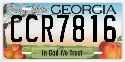 GA license plate CCR7816