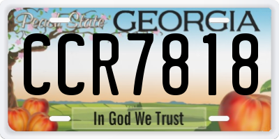 GA license plate CCR7818