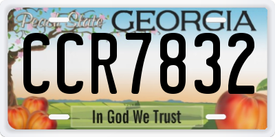 GA license plate CCR7832
