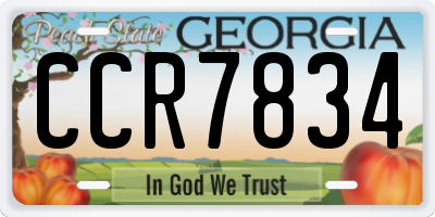 GA license plate CCR7834