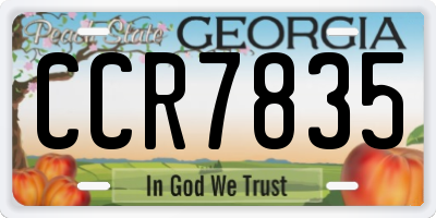 GA license plate CCR7835