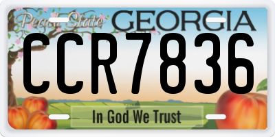 GA license plate CCR7836