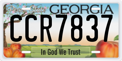 GA license plate CCR7837