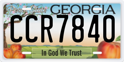 GA license plate CCR7840