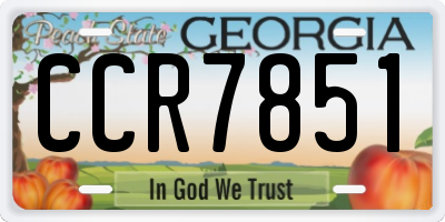 GA license plate CCR7851
