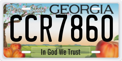 GA license plate CCR7860