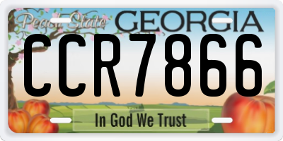 GA license plate CCR7866
