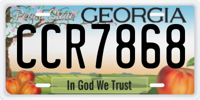 GA license plate CCR7868