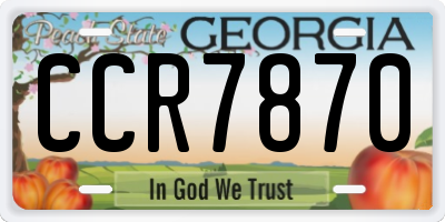 GA license plate CCR7870