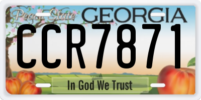 GA license plate CCR7871